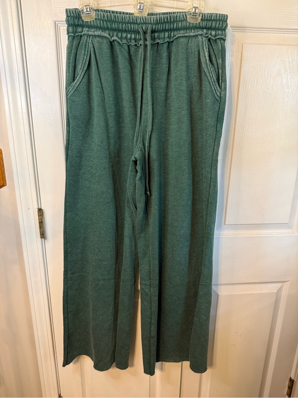 Zenana Outfitters Forest Green Drawstring Sweatpants with raw Hem